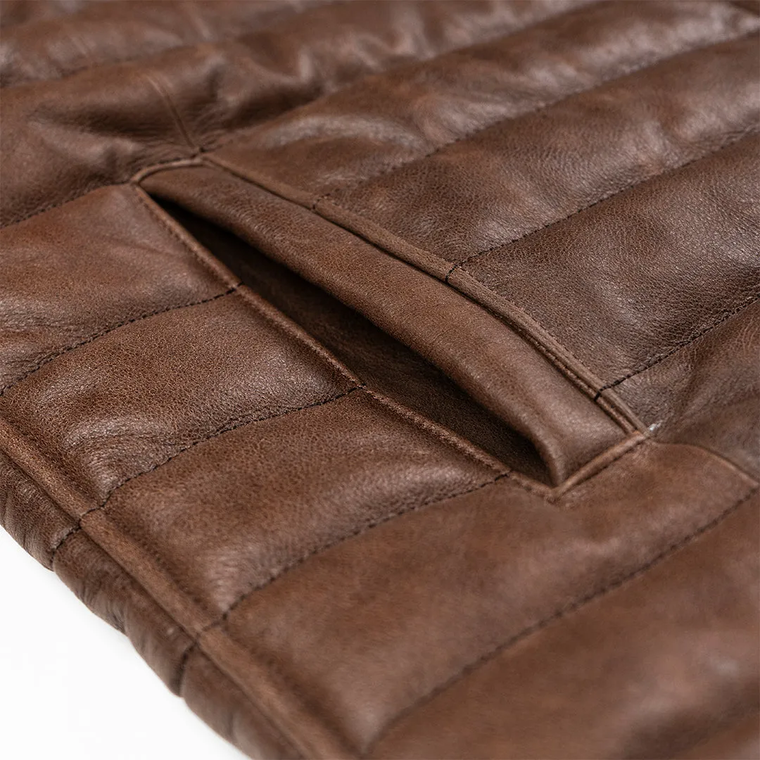 ASPEN RIDGE QUILTED  LEATHER JACKET - CHOCOLATE