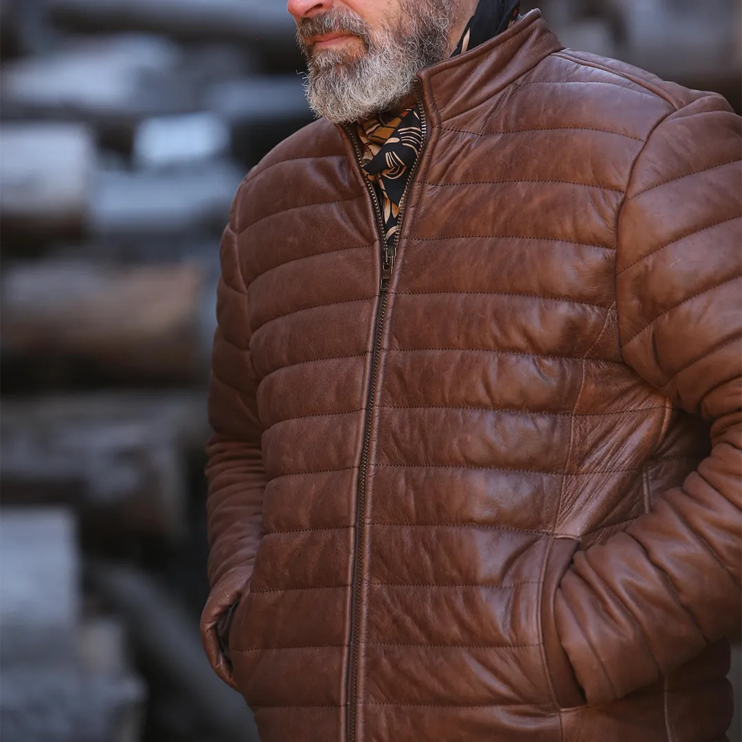 ASPEN RIDGE QUILTED  LEATHER JACKET - CHOCOLATE