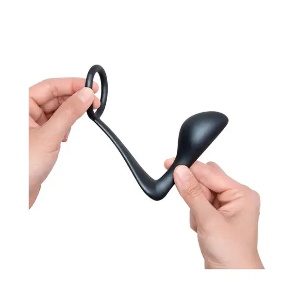 B-Vibe Butties Ringer Cock Ring & Prostate Plug - Black