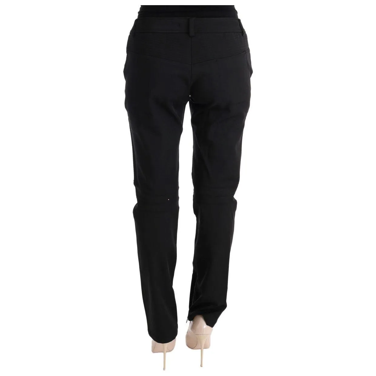 Ermanno Scervino Sleek Black Cotton Slim Fit Pants