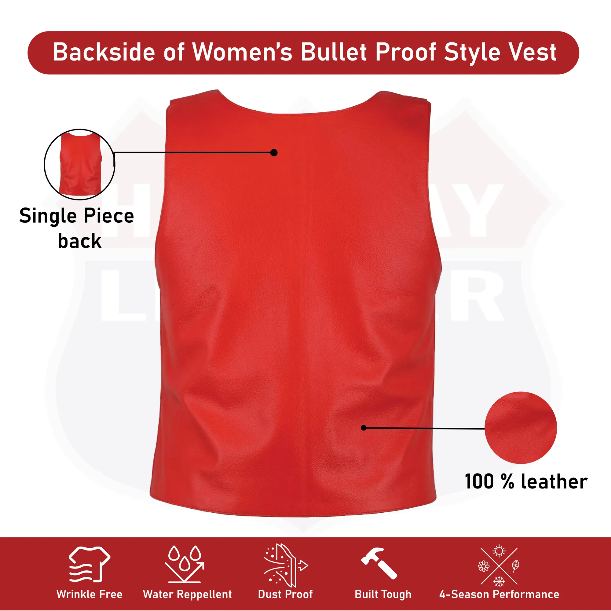 HL14945RED, Women Bulletproof Style Motorcycle Vest, Police - Swat Team,