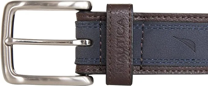 Nautica Men's Casual Overlay, Bold Fashion and Dress Leather Belt with Metal Buckle