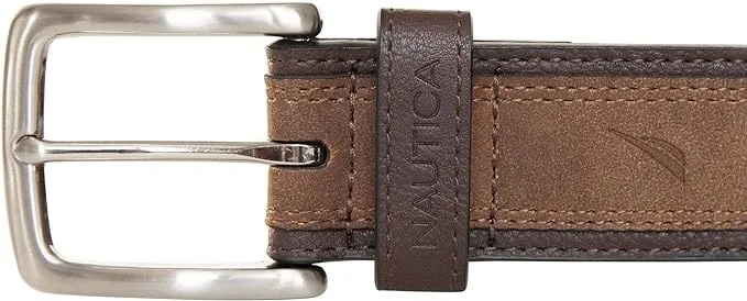 Nautica Men's Casual Overlay, Bold Fashion and Dress Leather Belt with Metal Buckle