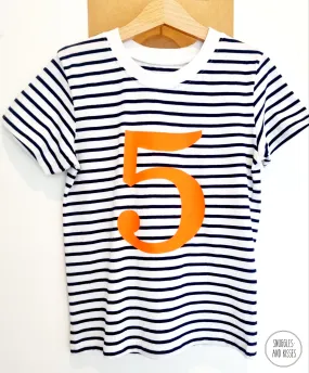 Number 5 Stripe Birthday Tee