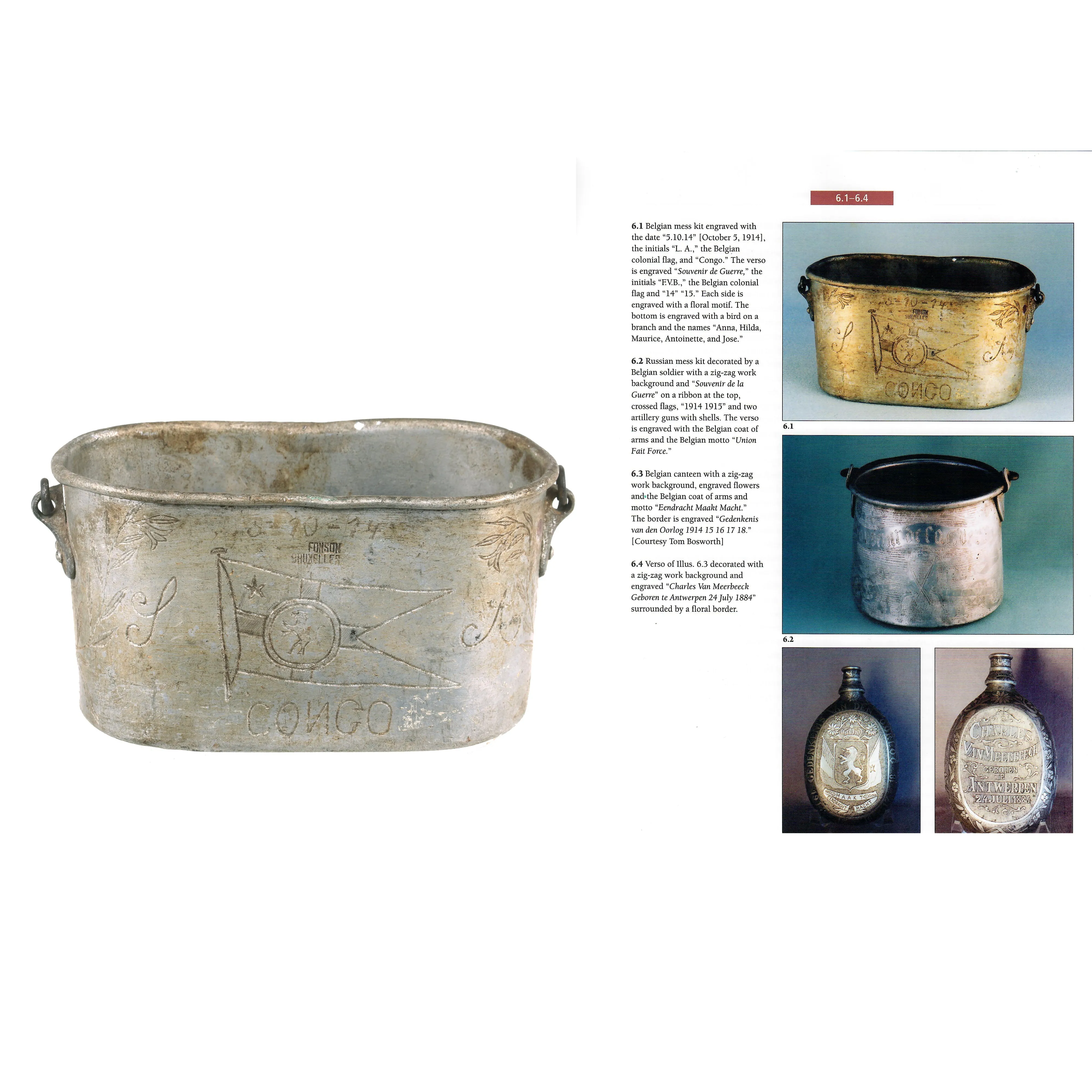 Original Belgian WWI Engraved Mess Kit Trench Art Dated 1914 - Featured In The Book “Trench Art, An Illustrated History” by Jane Kimball on Page 224