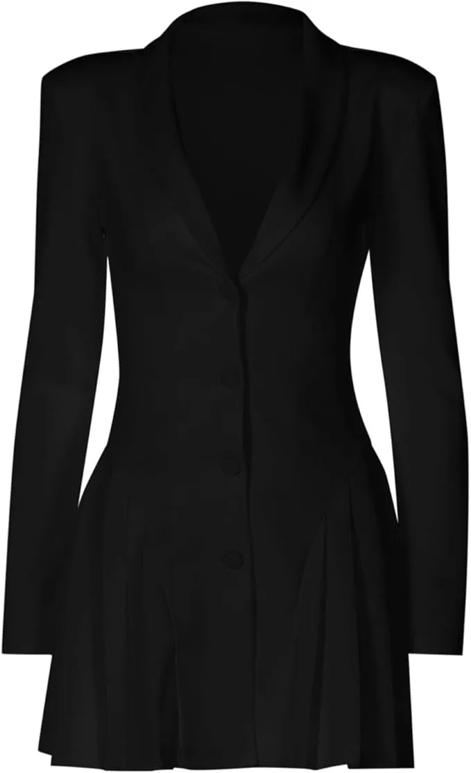 Pre Order:  Deep V Neck Long Sleeve Blazer Mini Dress