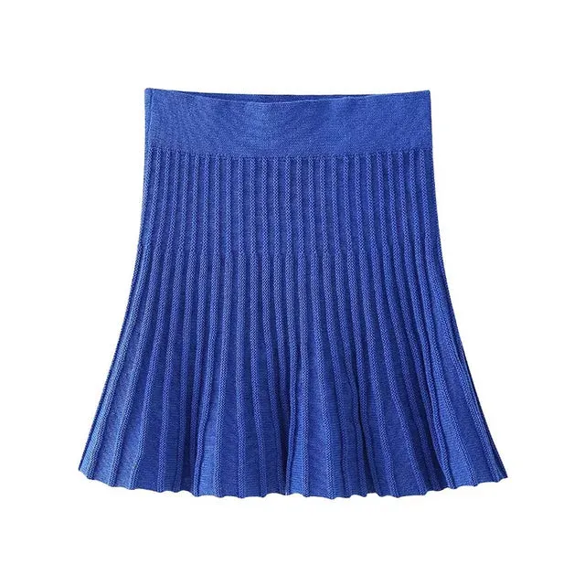 Pre Order:  Short Sleeved Knitted Top   Pleated Skirt