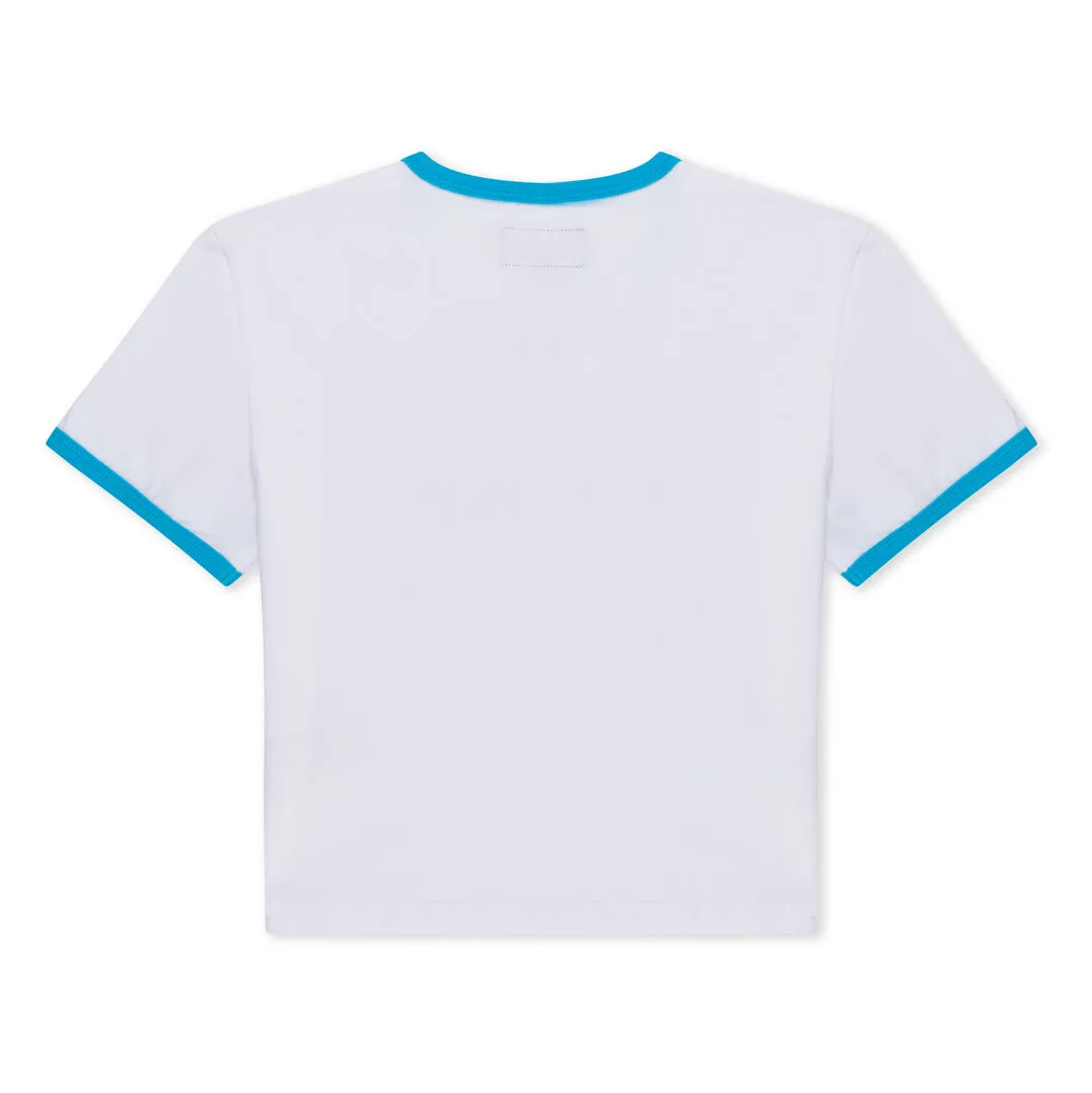 RIPNDIP WOMEN'S DIGITAL DREAM CROPPED RINGER TEE-WHITE