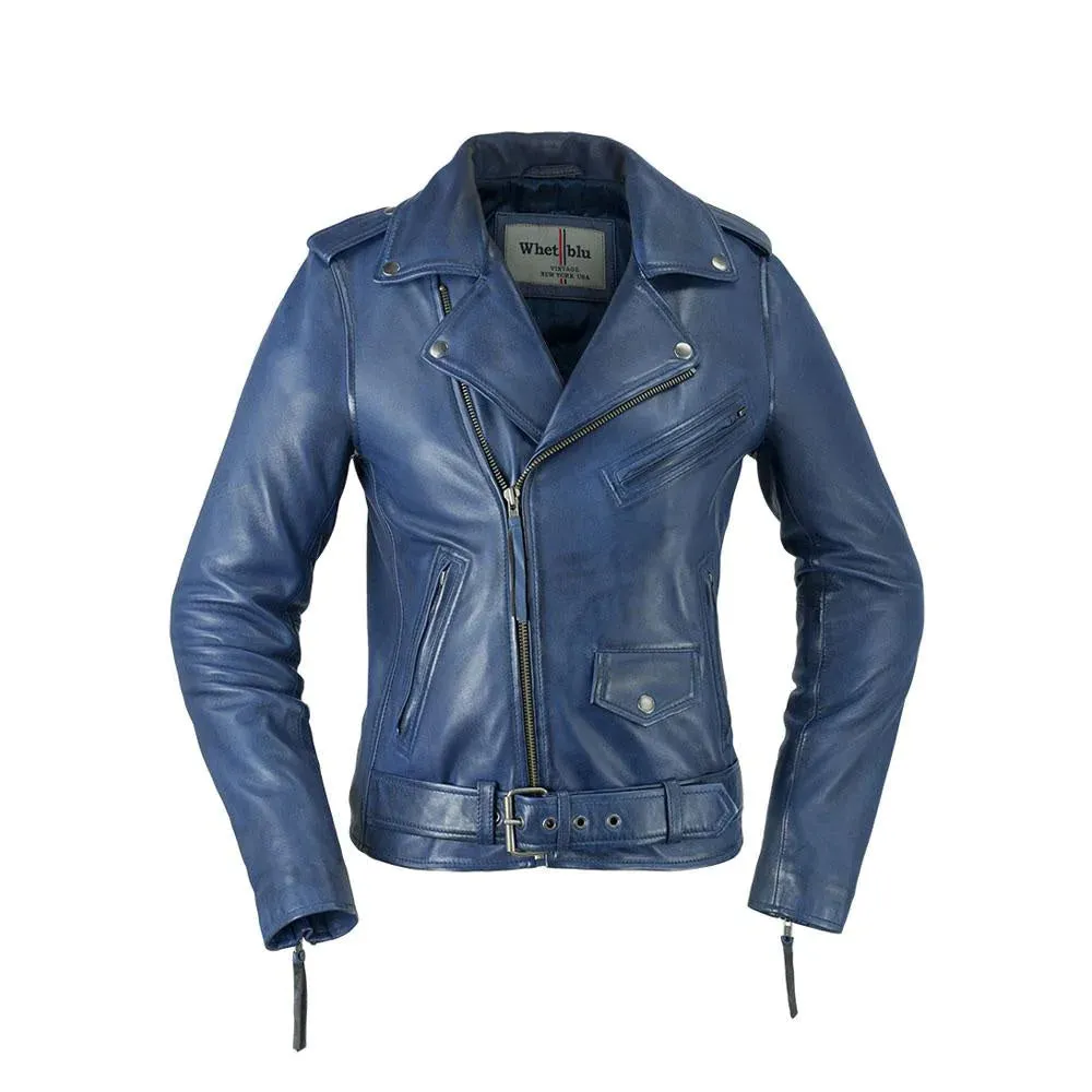 Rockstar - Womens Leather Jacket - Blue