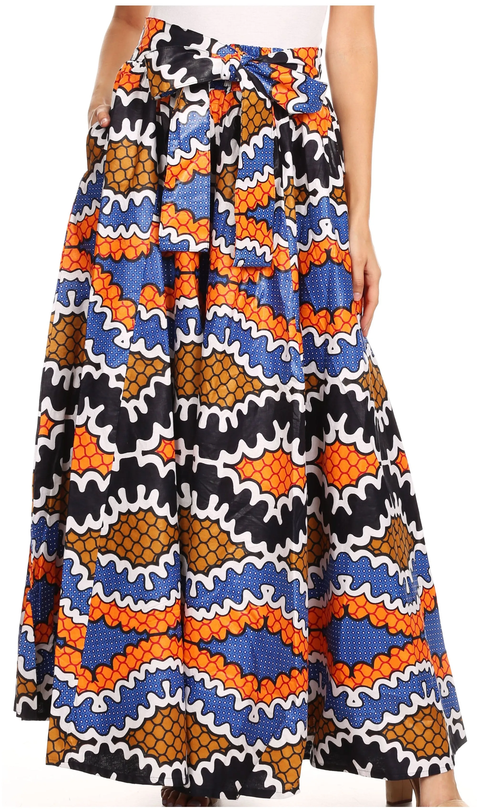 Sakkas Sora Women's Wide Leg Loose African Ankara Print Pants Casual Elastic Waist