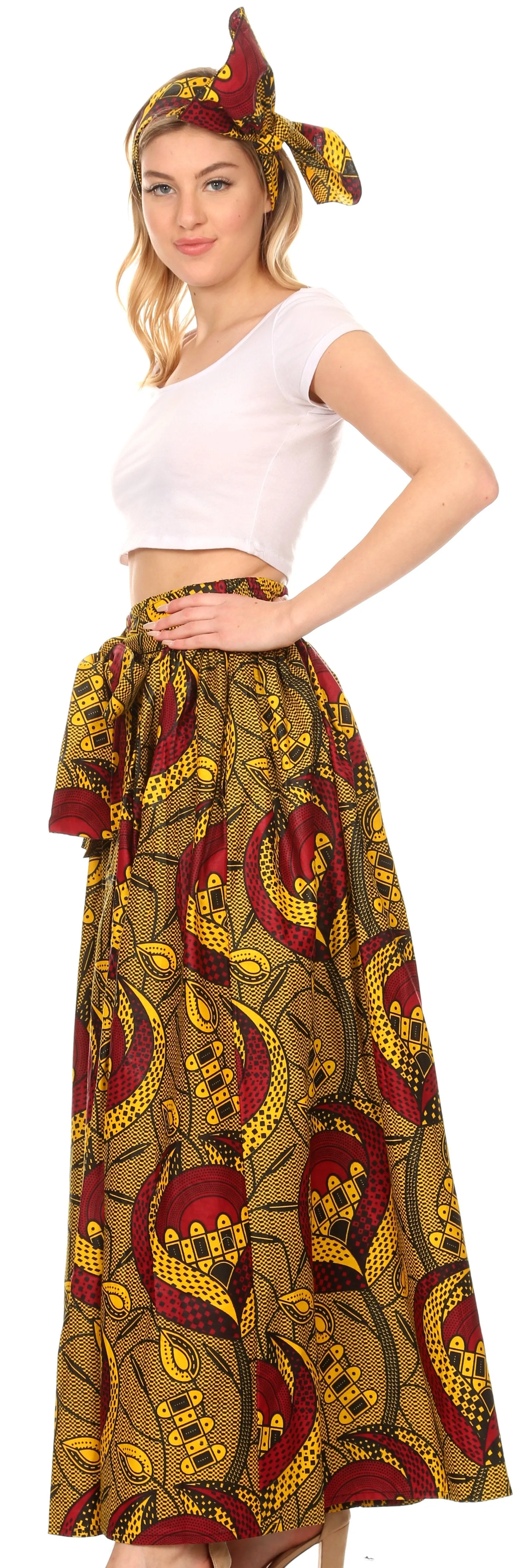 Sakkas Sora Women's Wide Leg Loose African Ankara Print Pants Casual Elastic Waist