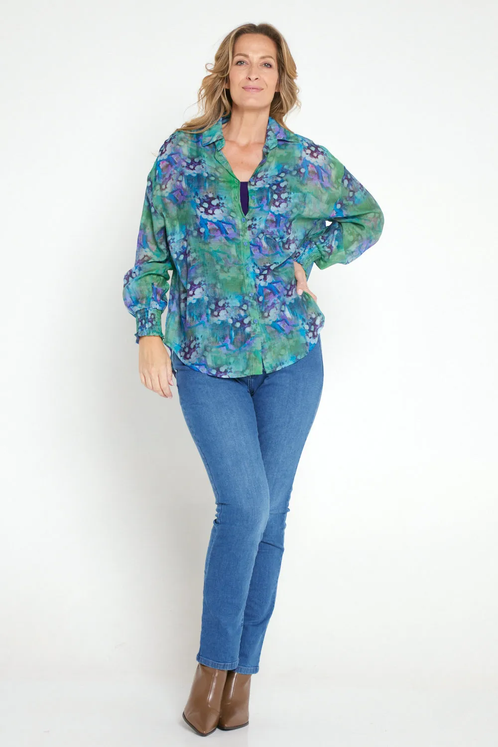 Serenity Blouse - Jade Watercolour