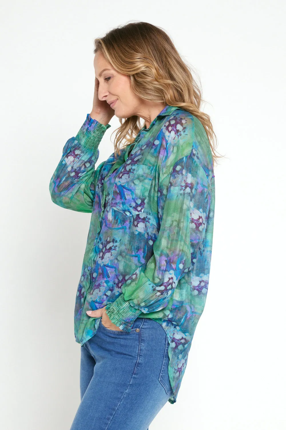 Serenity Blouse - Jade Watercolour